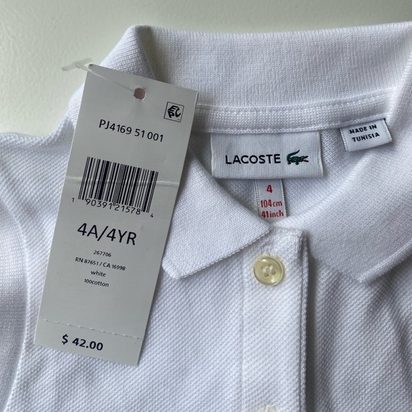 NWT LACOSTE Sleeveless Girls Polo - Size 4 - Picture 3 of 3